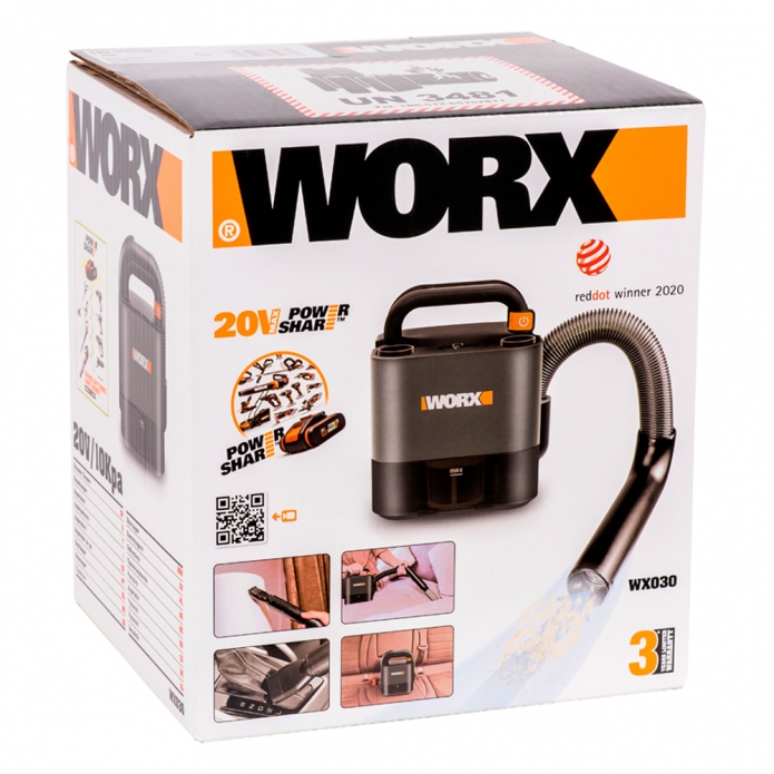 Дорожный набор WORX: Гайковерт аккумуляторный WX272 (300Нм) + Насос с фонарем WX092.9 20V + Пылесос автомобильный WX030.1 20V