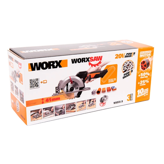 Циркулярная мини-пила WORX WX531 20V (120мм) бесщеточная аккумуляторная
