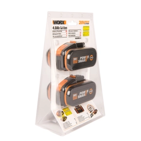 Комплект WORX WA3553.2 20V: 2 аккумулятора 4Ач