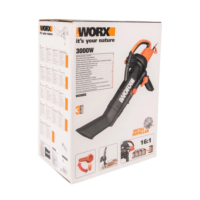 Воздуходувка садовый пылесос WORX WG505E 220V (335км/ч) электрическая