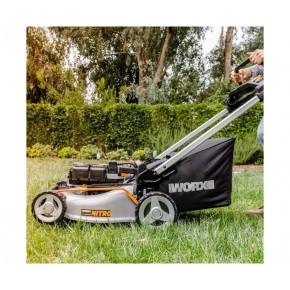 Газонокосилка аккумуляторная WORX WG761E + в подарок триммер аккумуляторный WORX WG163E.2