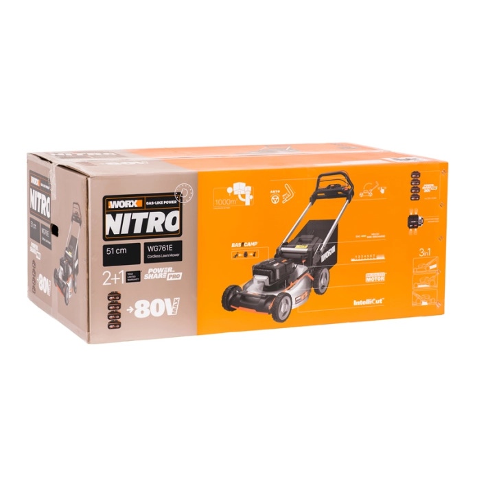 Газонокосилка самоходная WORX NITRO WG761E 80V (51см) бесщеточная аккумуляторная