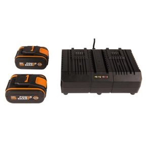 Комплект WORX WA3611 20V: 2 аккумулятора 4Ач и двойное зарядное устройство 2А