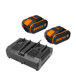 Комплект WORX WA3611 20V: 2 аккумулятора 4Ач и двойное зарядное устройство 2А
