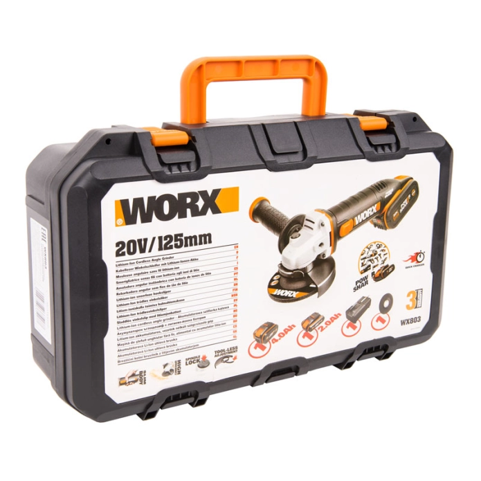 Угловая шлифмашина (болгарка) WORX WX803 20V (125мм) аккумуляторная