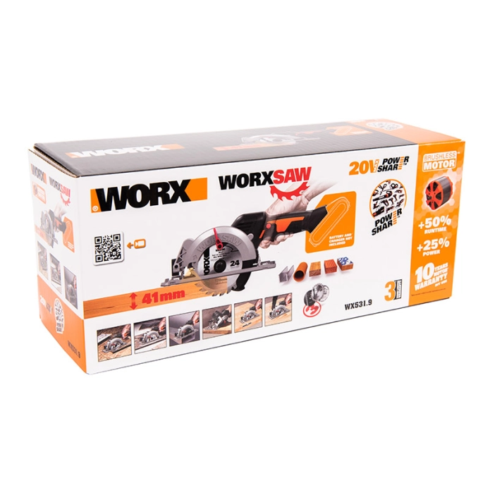 Циркулярная пила WORX SAW WX531.9 20V (120мм) бесщеточная аккумуляторная