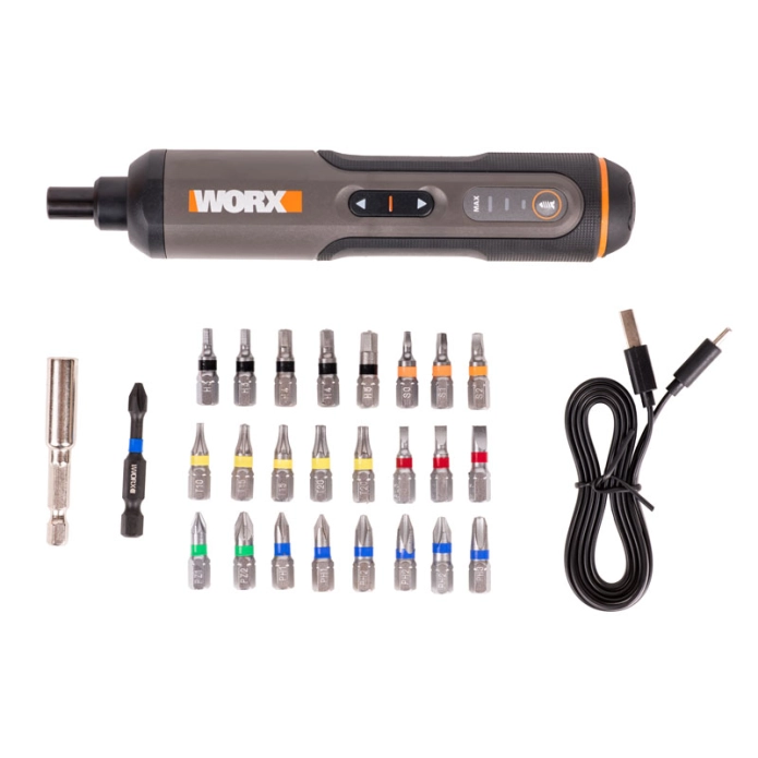 Отвертка WORX WX240 4V аккумуляторная с набором бит 26 шт