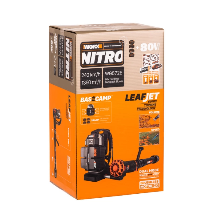 Воздуходувка WORX WG572Е (240км/ч) бесщеточная аккумуляторная