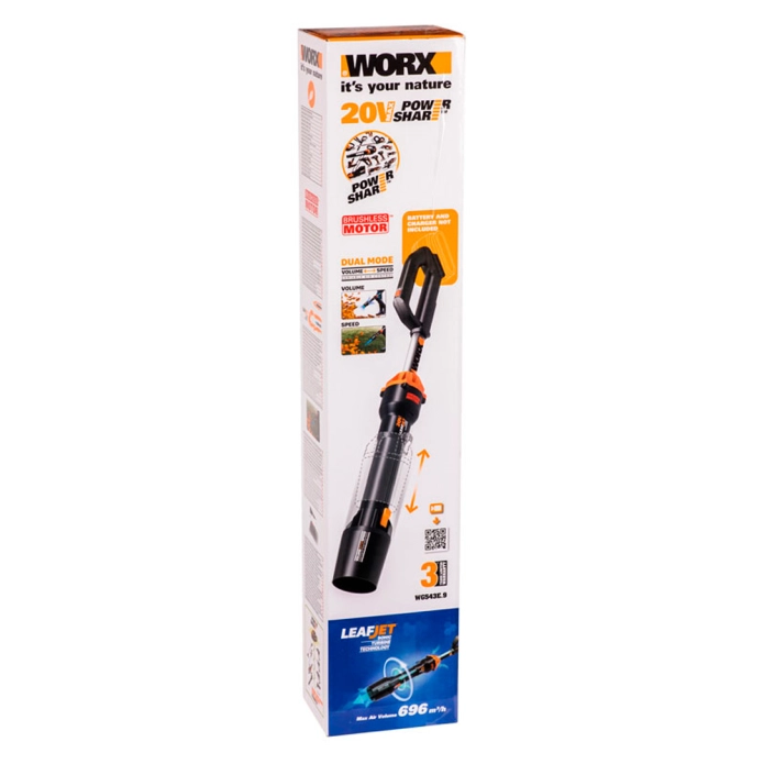 Воздуходувка WORX WG543E.9 20V (209км/ч) бесщеточная аккумуляторная