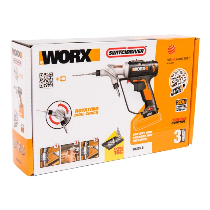 Дрель-шуруповерт WORX Switchdriver WX176.9 20V (30Hм) аккумуляторная