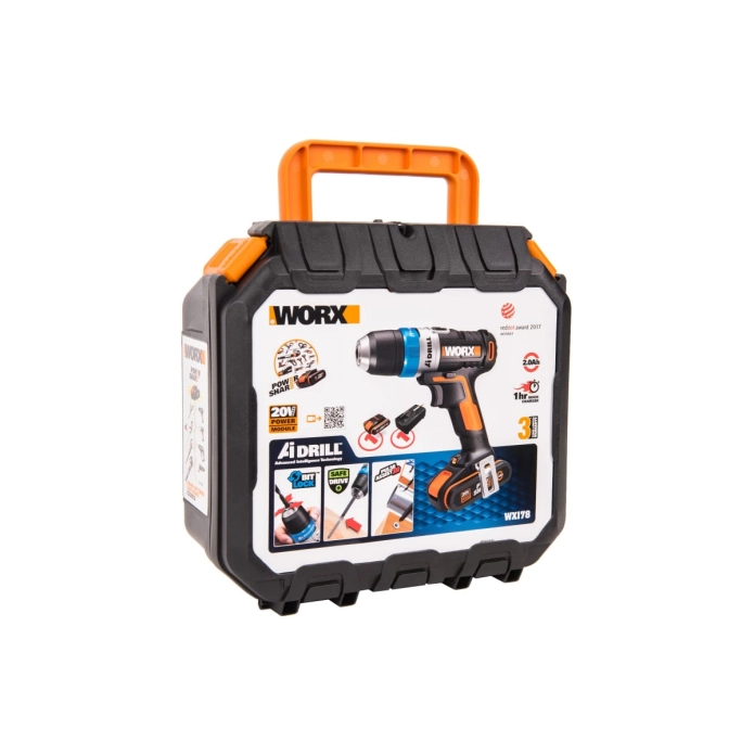 Дрель-шуруповерт WORX AiDrill WX178.1 20V (2Ач) аккумуляторная 
