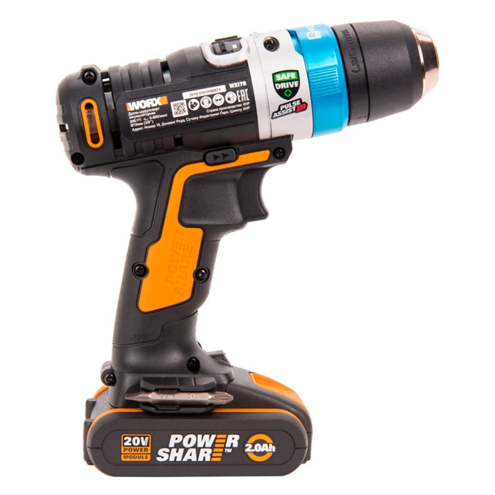 Аккумулятроный комплект WORX: Дрель-шуруповерт AiDrill WX178.9 (20V) + Перфоратор WX394.3 (20V)