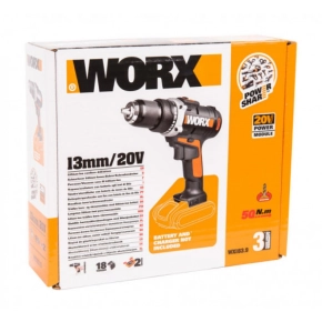Дрель-шуруповерт WORX WX183.9 20V (50Нм) аккумуляторная