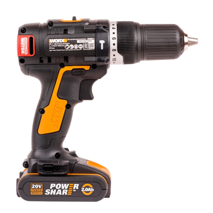 Дрель-шуруповерт ударная WORX WX367.1 20V 40Нм бесщеточная аккумуляторная