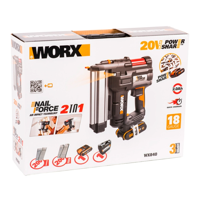 Гвоздезабивной пистолет WORX WX840 20V аккумуляторный