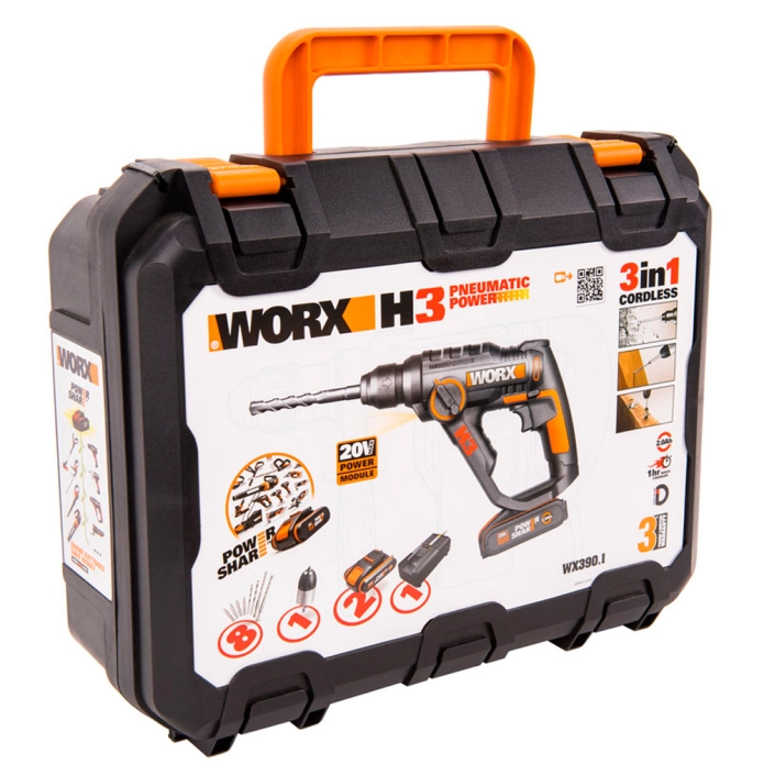 Перфоратор WORX WX390.1 20V 900Вт (1.2дж) аккумуляторный 