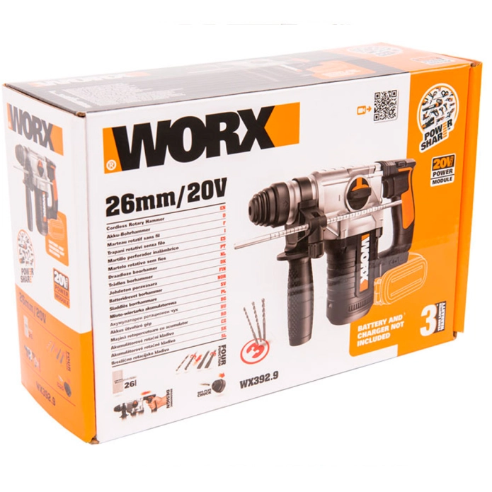 Перфоратор WORX WX392.9 20V 800Вт (2.2Дж) аккумуляторный