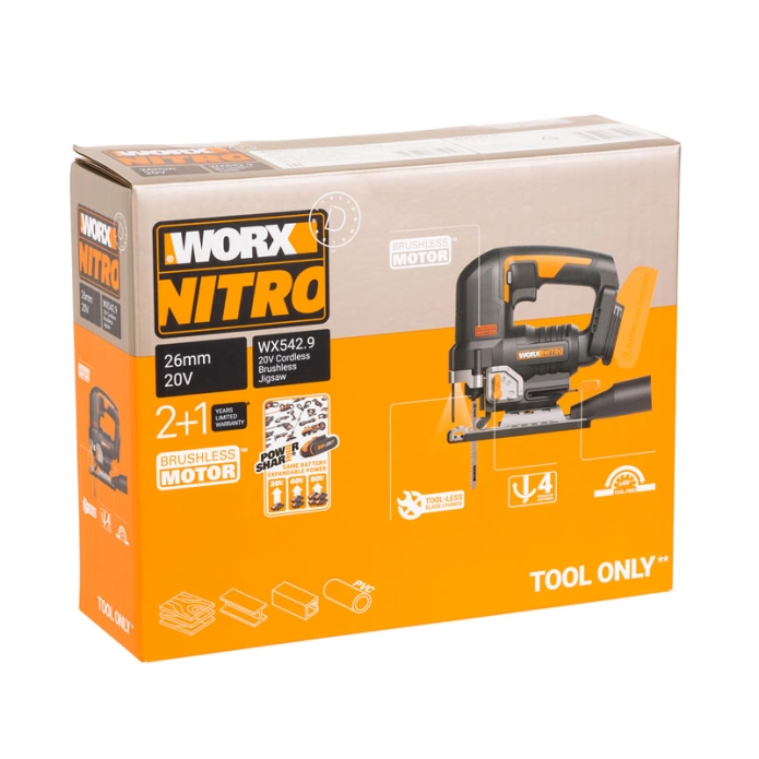 Лобзик WORX W542.9 20V, бесщёточный аккумуляторный