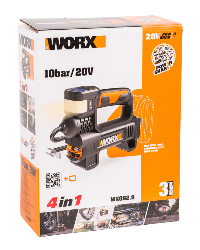 Насос с фонарем для автомобиля WORX WX092.9 20V аккумуляторный