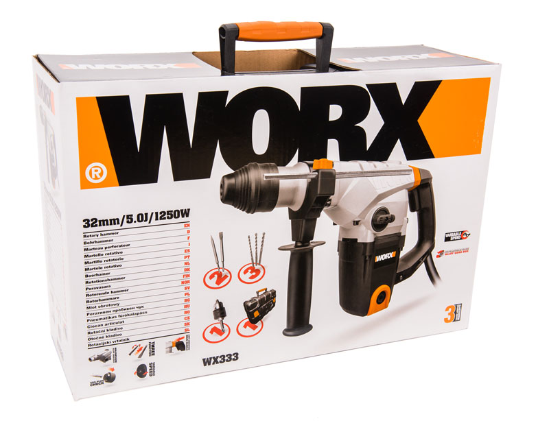 Перфоратор WORX WX333 220V 1250Вт (5дж), электрический