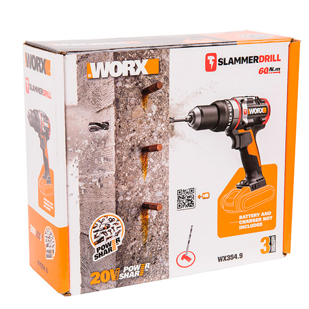 Дрель-шуруповерт бесщеточная ударная WORX WX3549 20V 60Нм аккумуляторная