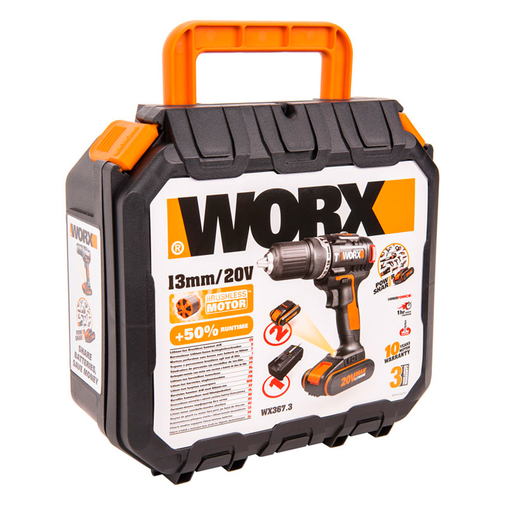 Дрель-шуруповерт ударная WORX WX3673 20V 40Нм аккумуляторная бесщеточная