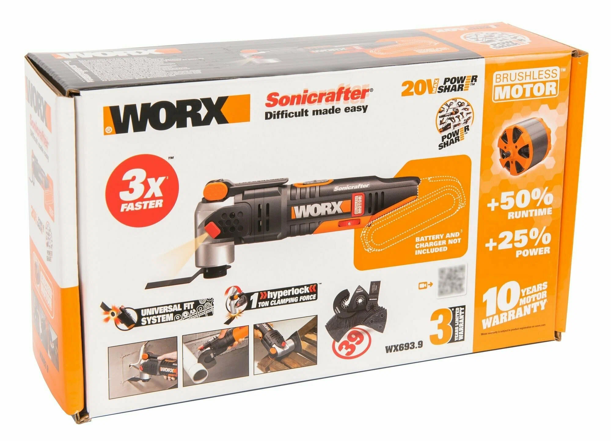 Реноватор WORX WX693.9 20V (250Вт) бесщеточный аккумуляторный