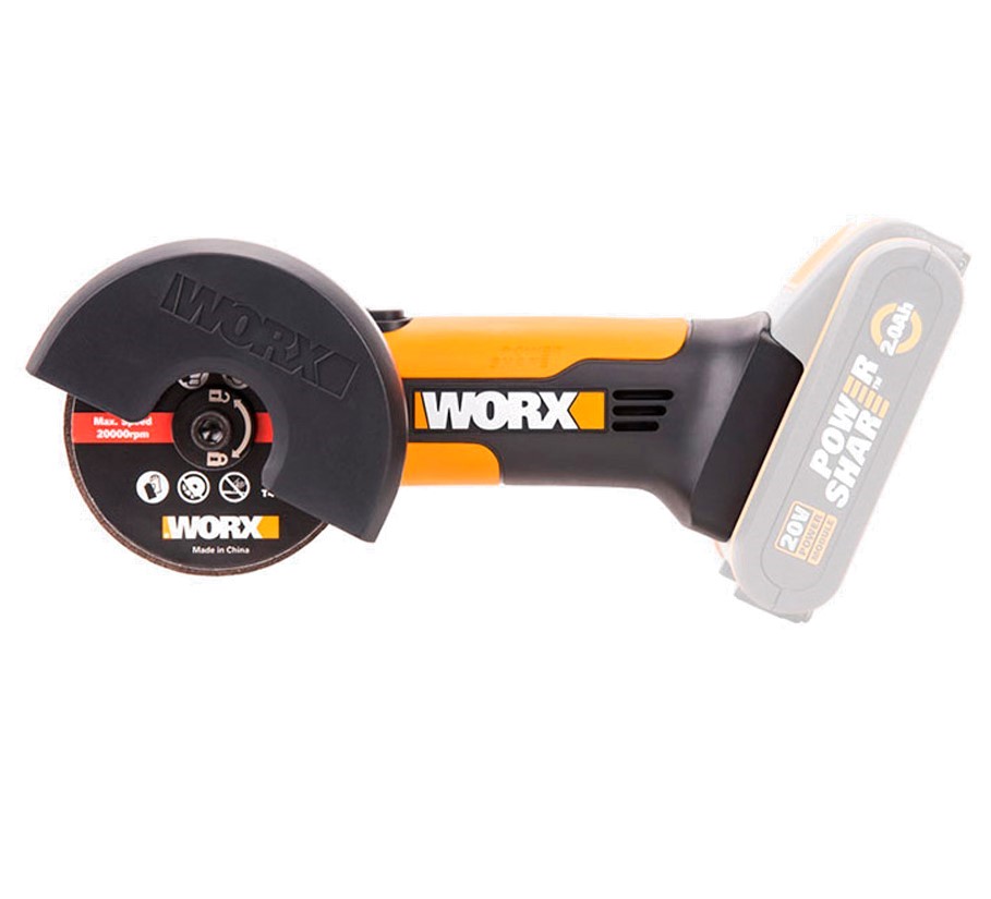 Угловая шлифмашина (болгарка) WORX WX801.9 20V (76мм) аккумуляторная