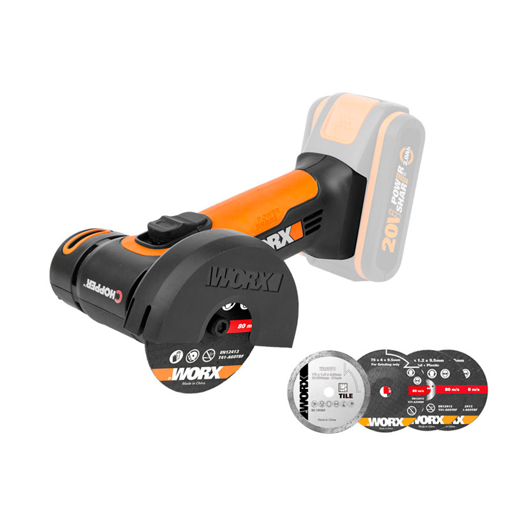 Угловая шлифмашина (болгарка) WORX WX801.9 20V (76мм) аккумуляторная